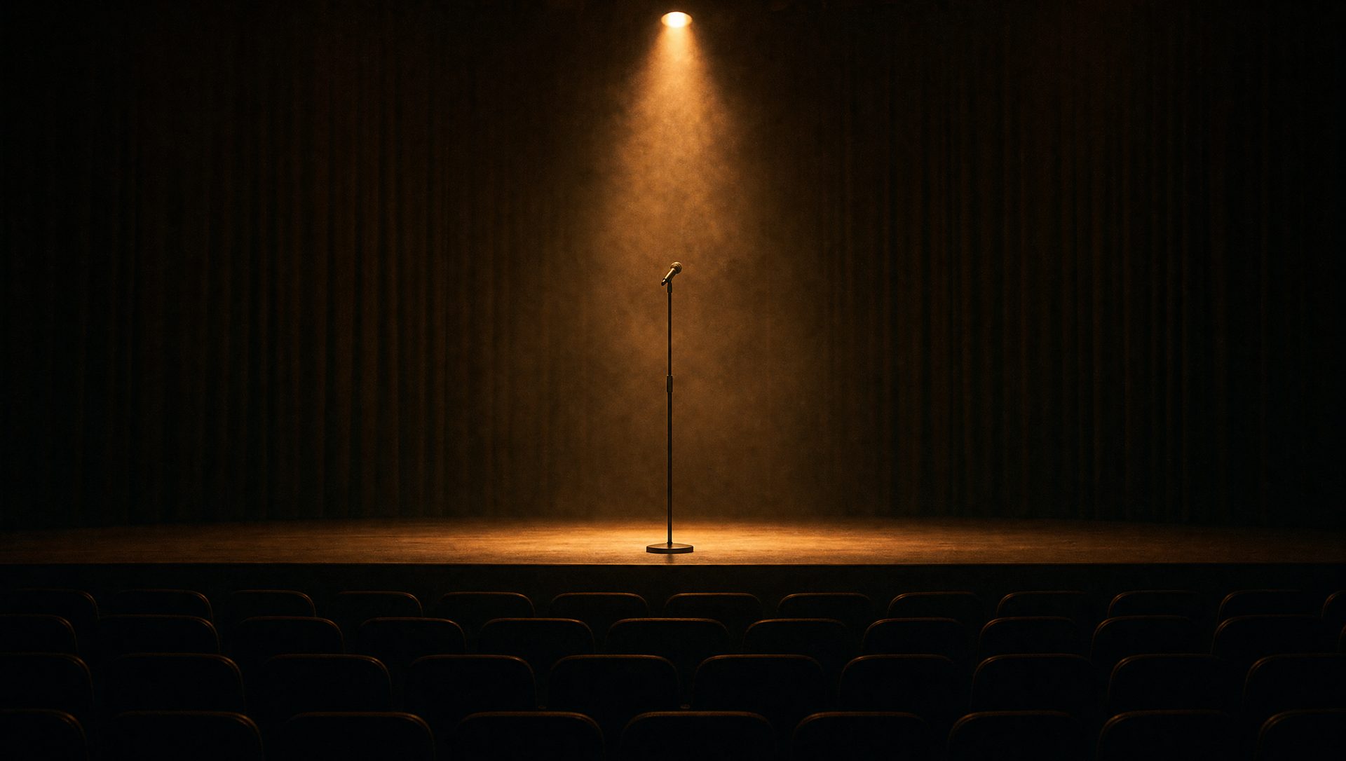 Bühne mit Mikrofon im Spotlight